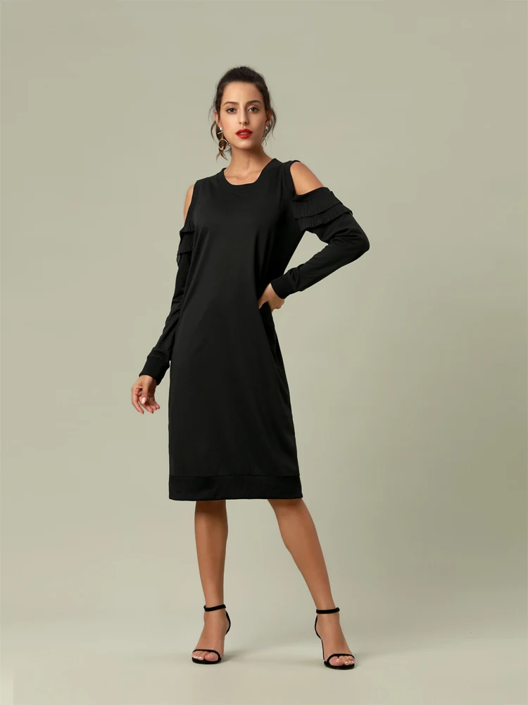 

Женское Модное Длинное Платье-свитшот с открытыми плечами, Повседневный пуловер