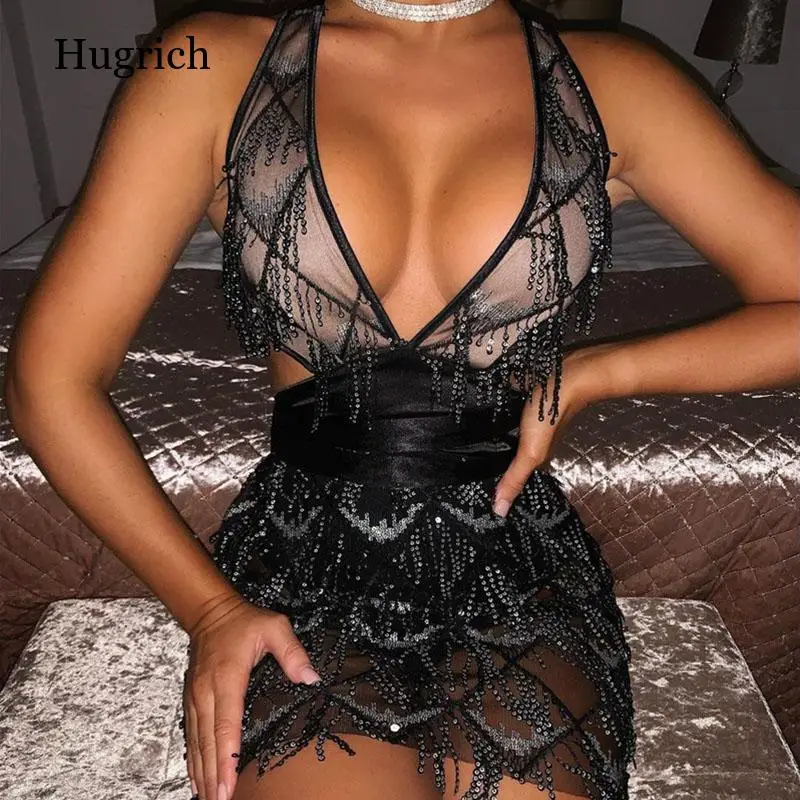 Блестящее платье с открытой спиной кисточками и блестками женское сексуальное