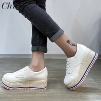 2022 vulcanized shoes women all season daily ladies lace up comfy loafers 35 43 large sized female running walking platform shoe