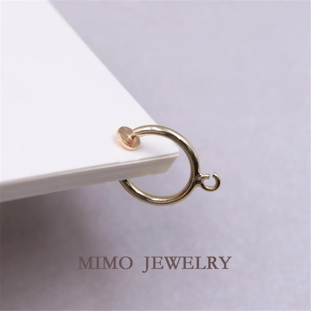 

MIMO JEWELRY Real gold-plated single dangle round spring ear clips without ear holes earrings DIY earrings accessories