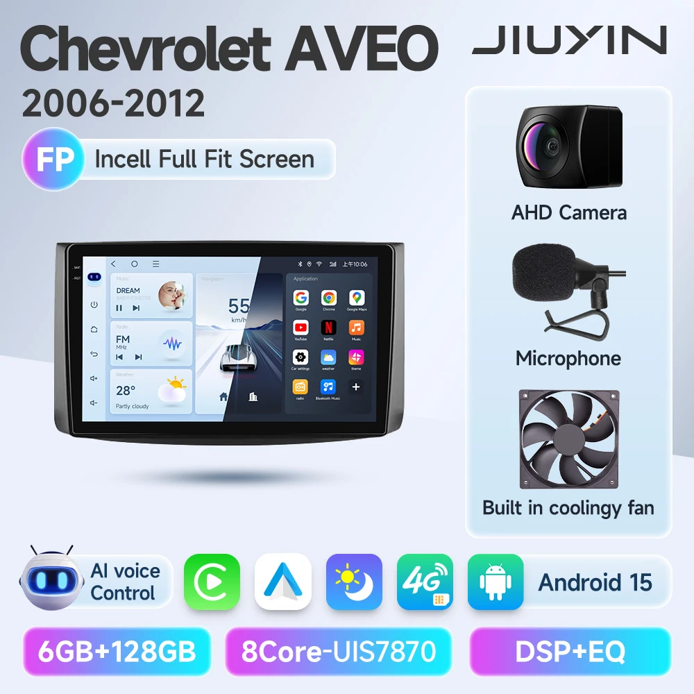 

Автомобильный радиоприемник JIUYIN для Chevrolet Aveo 2006 2007 2008 2009 2010 2011 2012 2din Android 15 Carplay Multimidia, видеоплеер, головное устройство