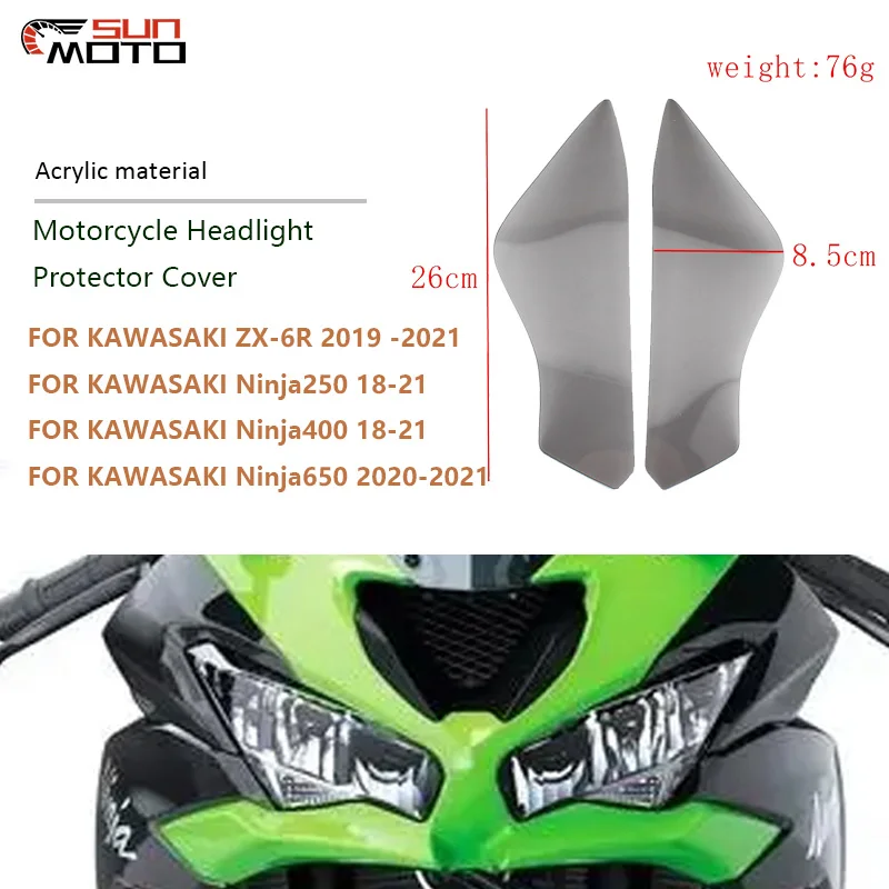 

For KAWASAKI ZX-6R Ninja250 Ninja400 Ninja650 2020-2021 Motocross Headlight Lens Cover Protector Screen Guard Ninja 250 400 650