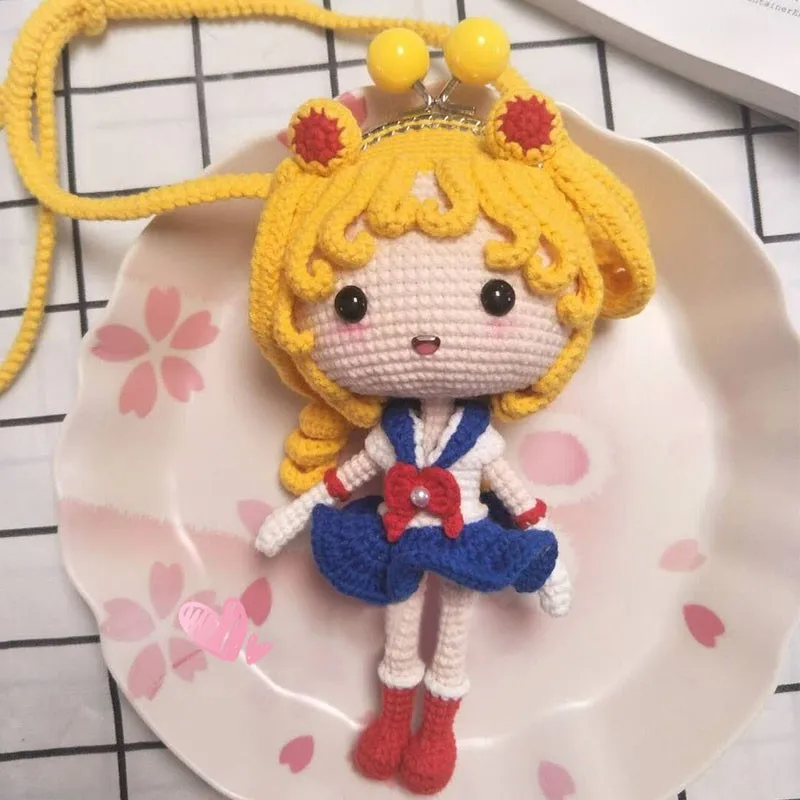 

Кошелек для монет в стиле аниме Сейлор Мун, милая вязаная мини сумка для хранения для девочек с металлической пряжкой, мини-кошелек для дене...