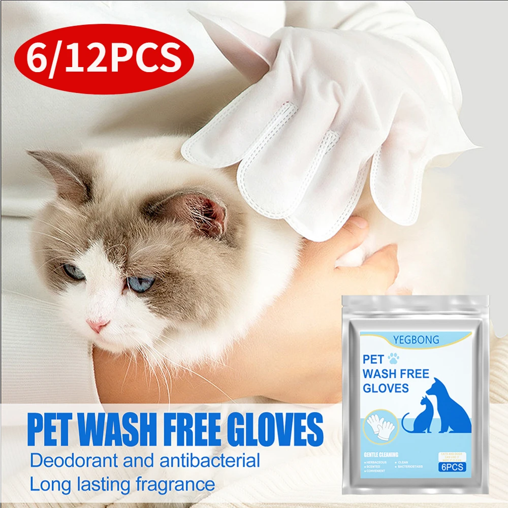 

6pcs Pet Cleaning Gloves Disposable Cat Dogs Wipes Glove Wash Free Ear Stain Remover Wet Towels SPA Massage Gloves Pet Supplies