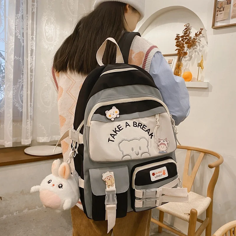 TRAVEASY 2022 School Backpack Women Teenager Waterproof Travel Backpack Female Fashion Lady Trendy College Cool Women Laptop Bag