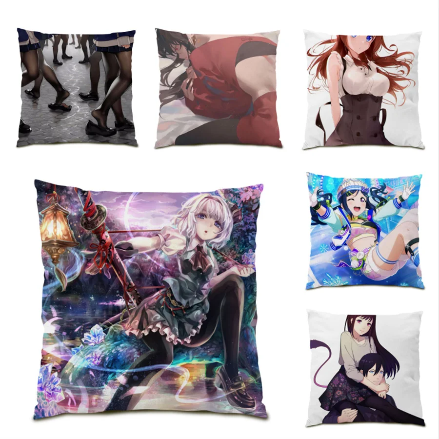 

Pillowcase Velvet Fabric Pillow Cover Stylish Art Cushion Covers 45x45 Anime Pattern Nordic Polyester Linen Home Cushions E0868