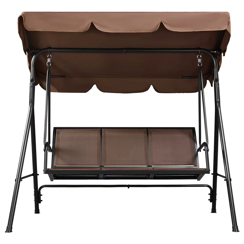 

3-Seat Patio Canopy Porch Hanging Swing Chair for Outdoor, Dark Brown,67.00 x 43.00 x 60.00 Inches