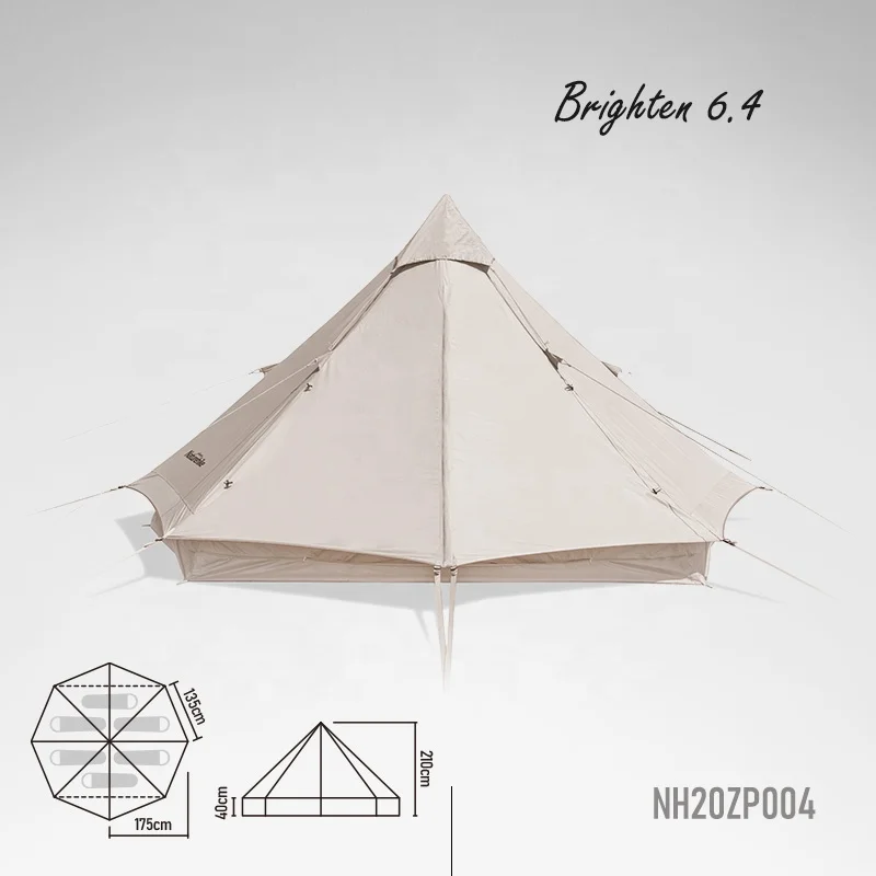 Палатка Naturehike Brighten 6 4 Outdoor Luxury glamping в виде пирамиды из хлопка