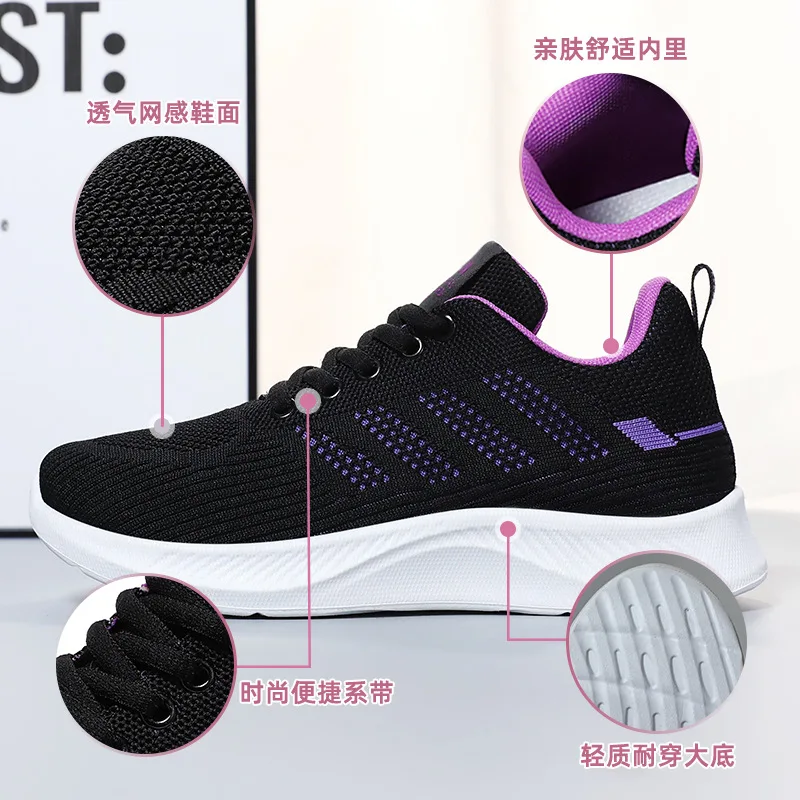 HKAZ-S 2023 New Large Size Casual Soft Sole Sports Lace up Leisure Fashion Comfortable Flat Bottom Outdoor Trend Women's Shoes