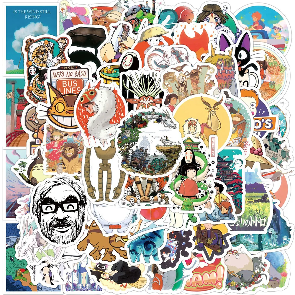 

10/30/50pcs Ghibli Hayao Miyazaki Stickers Anime Totoro Spirited Away Kids Cartoon Decals DIY Phone Laptop Diary Cute Sticker