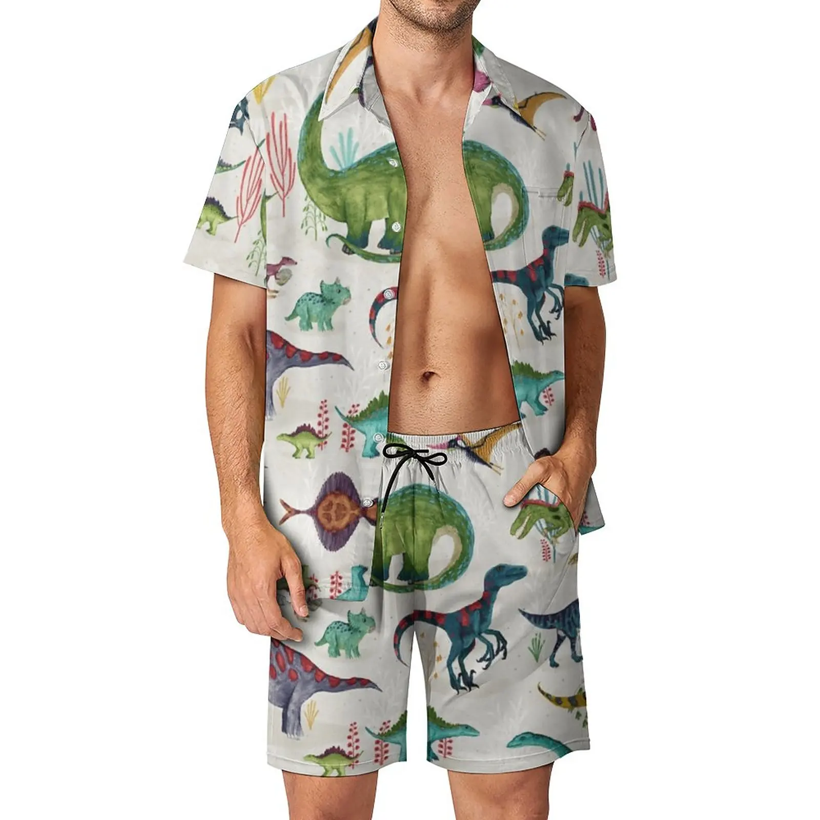 

Bright Dinosaurs Men's Beach Suit Cute 2 Pieces Suit top Quality Shopping Eur Size