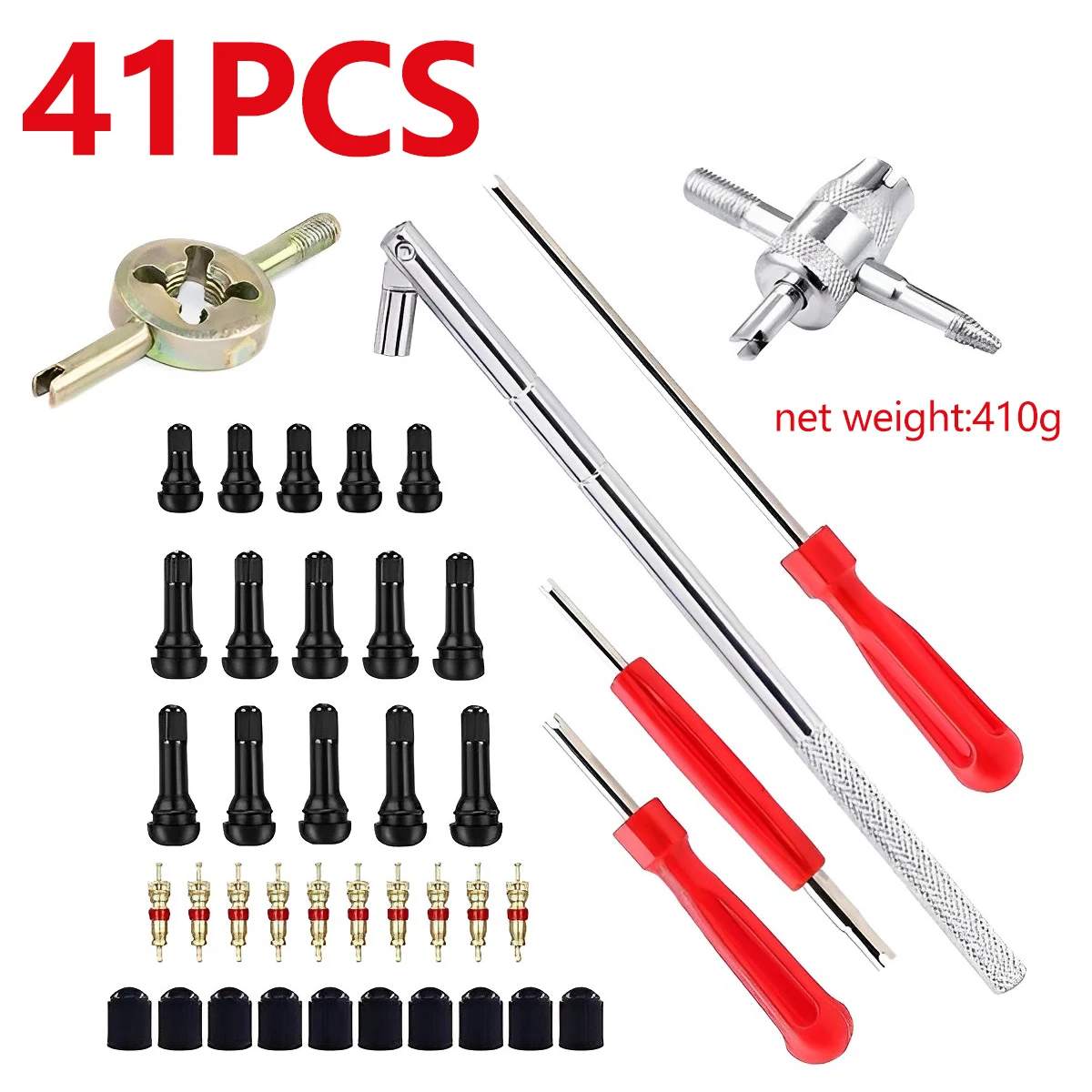 

41pcs Car Tire Valve Installation Tool Kit Tire Snap Valve Core Remover Tyre Stem Core Puller Fast Remover Disassembly for car
