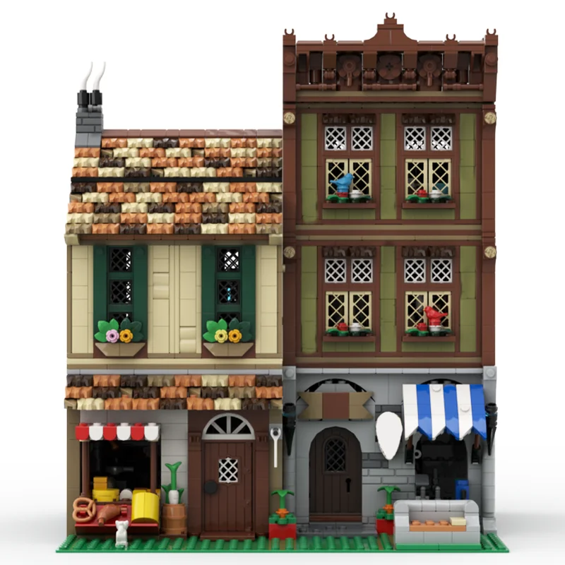 3161 шт. идеи средневековый город квадратная фурнитура и продуктовые строительные