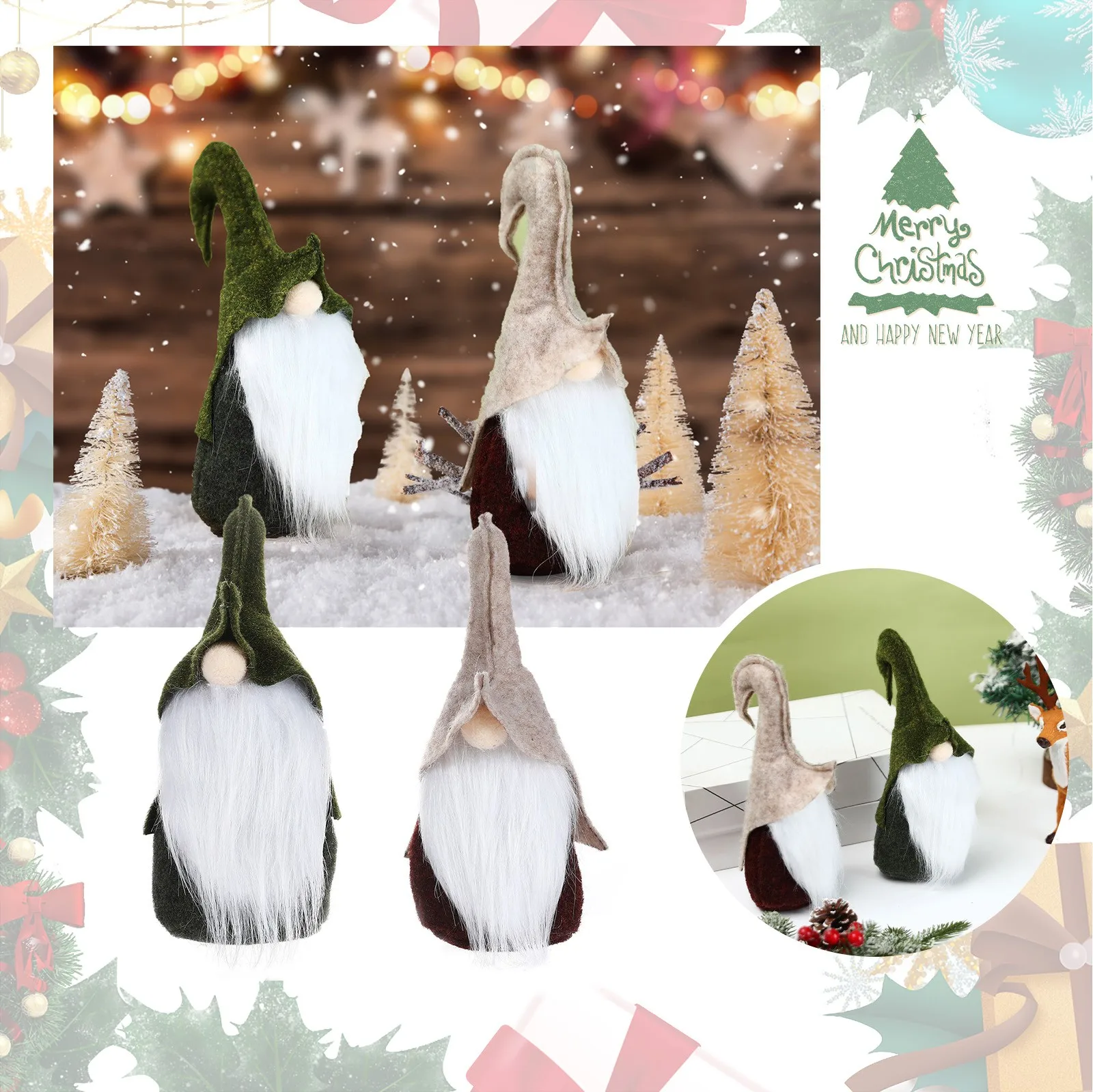 

Halloween Gnomes Decorative Ornaments Top Hat Short Legs Faceless Doll Luminous Magic Treat Party Ornaments for Christmas