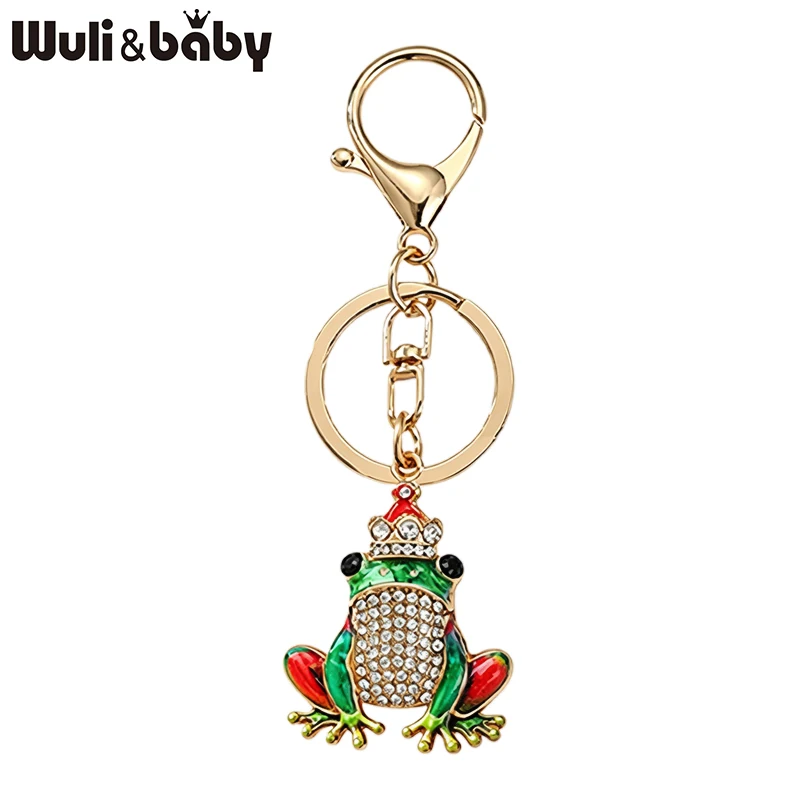 Фото Брелок Wuli&baby Lovely Crown Frog для женщин, унисекс, 5 цветов, с кристаллами, в виде животного, модный подарок №4