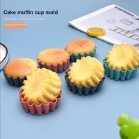 6pcs reusable high temperature resistant silicone cake cup muffin cup egg tart small cake mold oven household cake cup