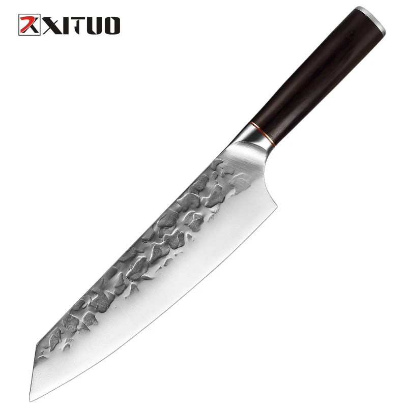 XITUO 4Cr13 Forged Steel Kiritsuke Knife Multifunctional Sharp Slice Up Meat Kitchen Chef Utility Cutting Tool Black Wood Handle