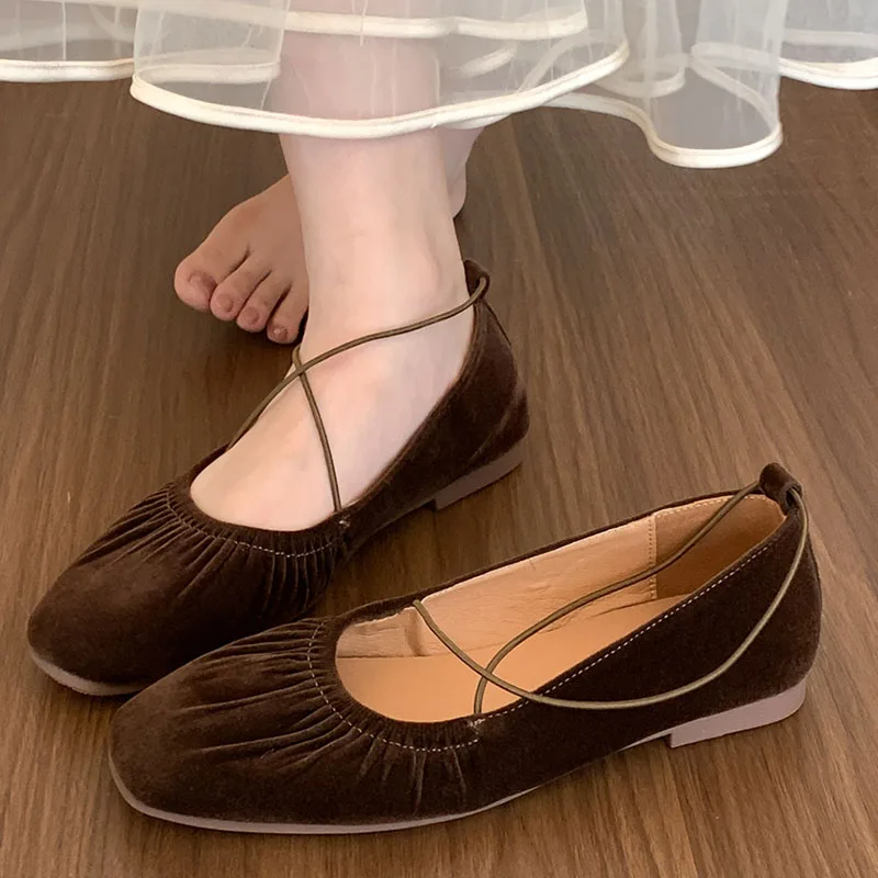 Женские Плиссированные туфли на плоской подошве элегантные уличные мэри джейн