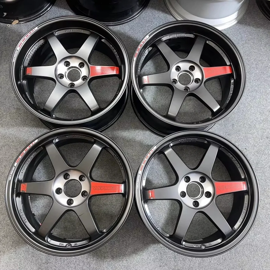 Фото Кованые диски HC 1:1 TE37 SL 17-19 дюймов 5x114.3 с индивидуальной накаткой, цвет Racing Green / Chrome, для Civic, WRX, BRZ, 86 №1