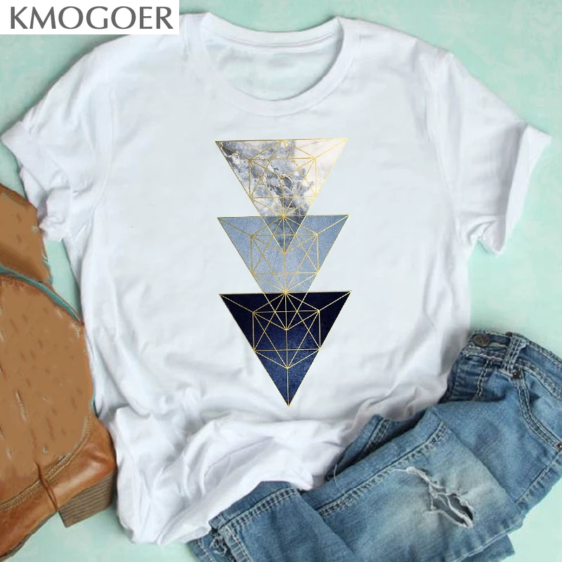 

Женская футболка с коротким рукавом, с геометрическим принтом