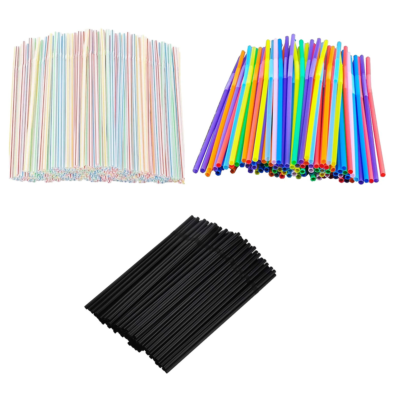 

Assorted Plastic Drinking Straws 8.27 Inches Long Multi-Colored Striped Bendable Disposable Straws Party Home Barware