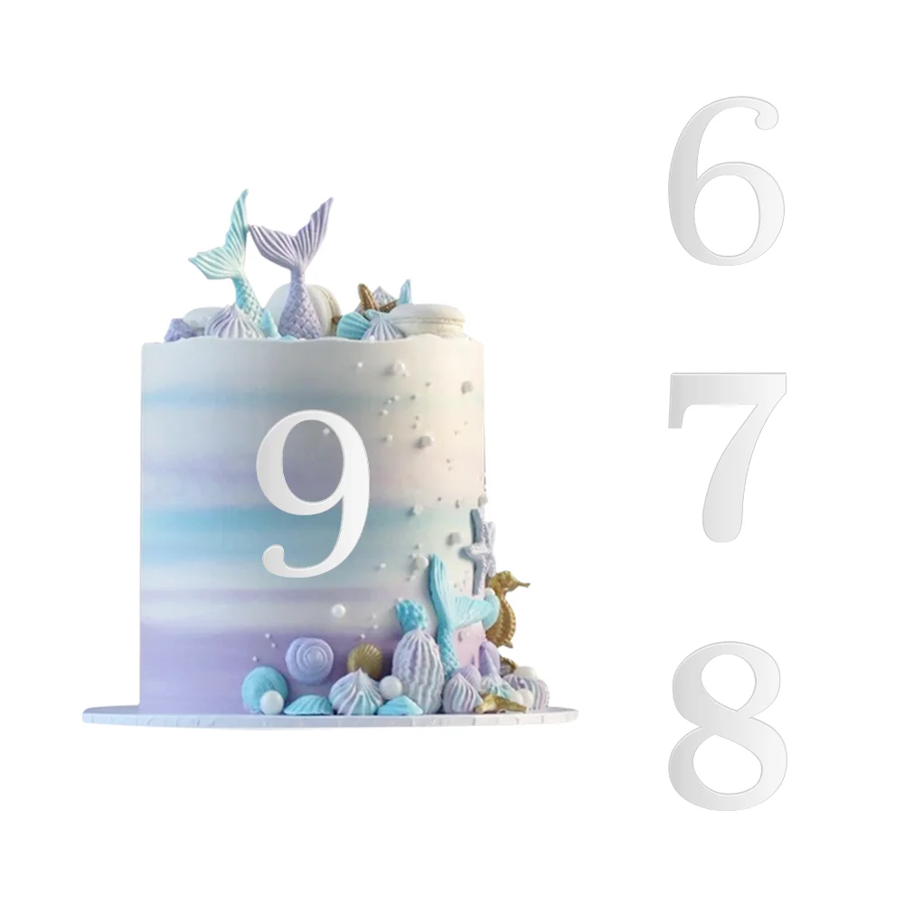 

0~9 Silver Number Acrylic Cake Topper Cake Decoration for Birthday Party