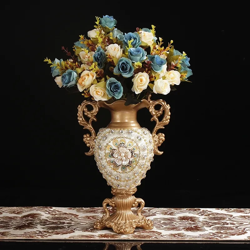 

30CM European Resin Vase Stereoscopic Dried Fowers Arrangement Wobble Plate Living Room Entrance Ornaments Home Decorations