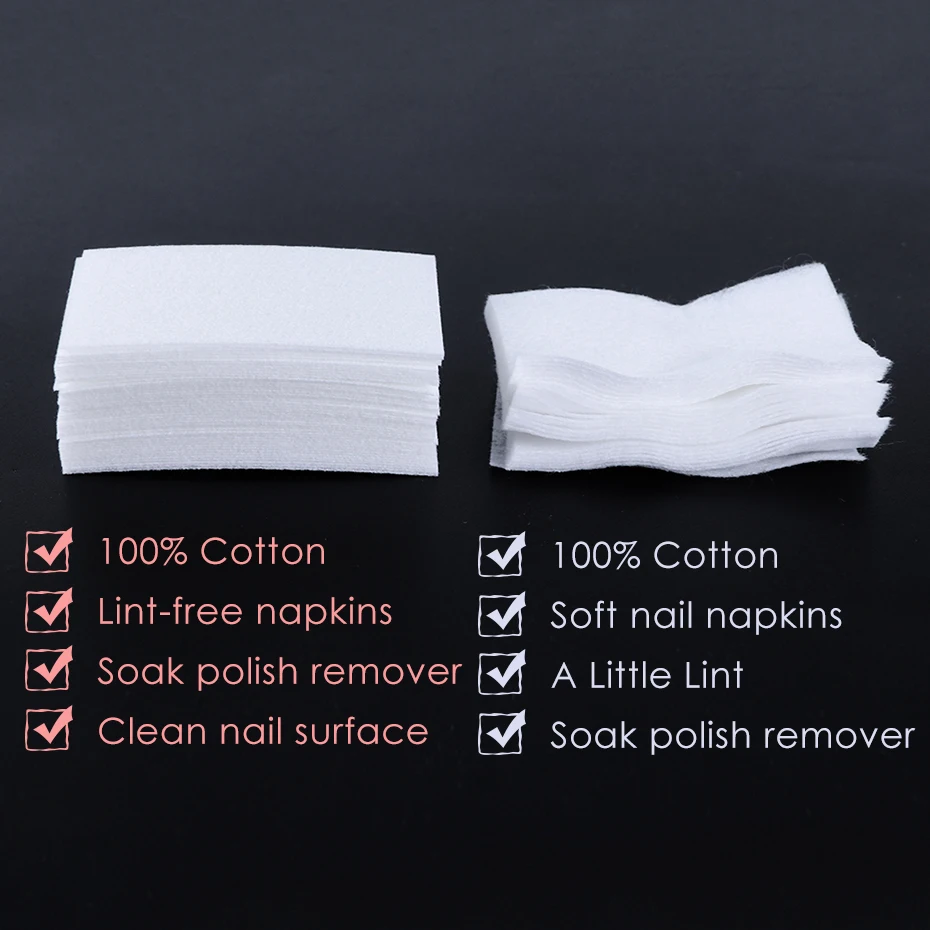 Лак для ногтей без ворса салфетки хлопковые удаления Очиститель мягкие