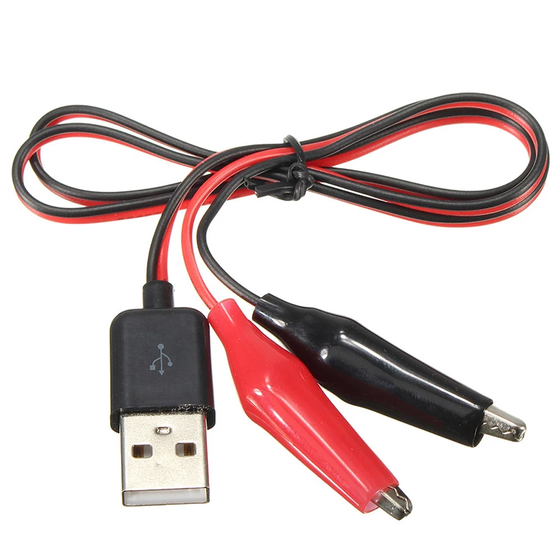

Small crocodile test clamp to USB adapter with clamp power detection red and black crocodile test connection cable 10pcs