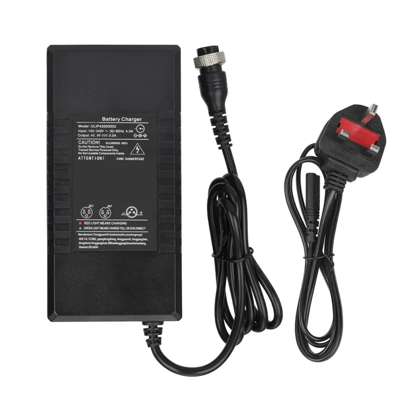 Фото Для электросамоката Ulip 42В 3А, адаптер для электросамоката с разъемом UK Plug и авиационным коннектором, источник питания для батареи. №3