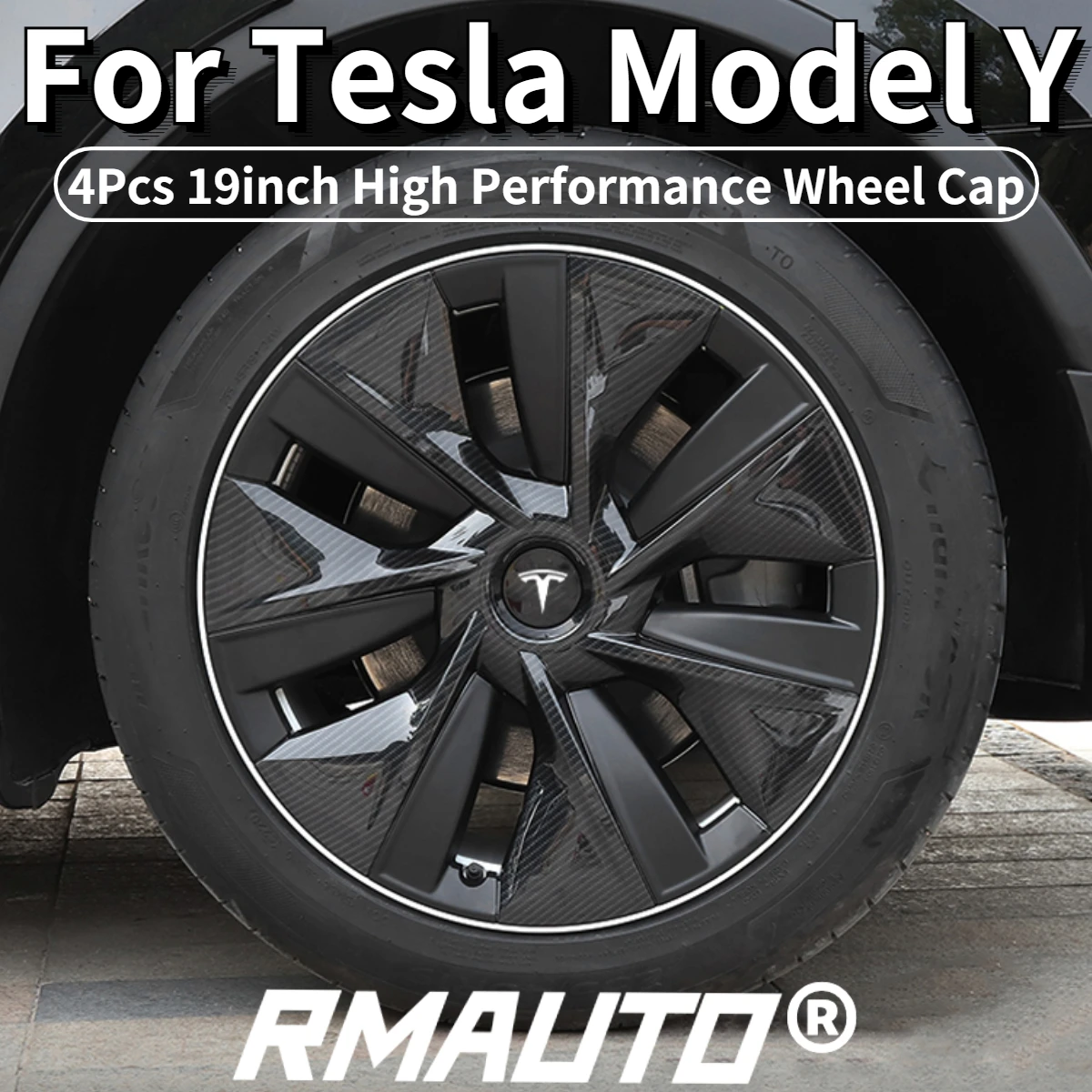 

RMAUTO 4Pcs Car Wheel Cap 19 inch Replacement Hubcap Automobile Hubcap Wheel Cover Model Y 2021 Wheel Cap Kit For Tesla Model Y