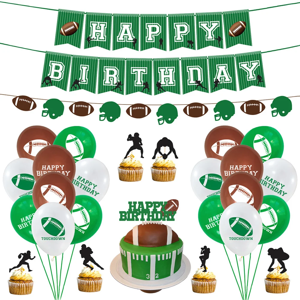

46pcs Printing Balloons and Banner Set Football Sports Party Decor Accessories Balloons Bunting Ornaments