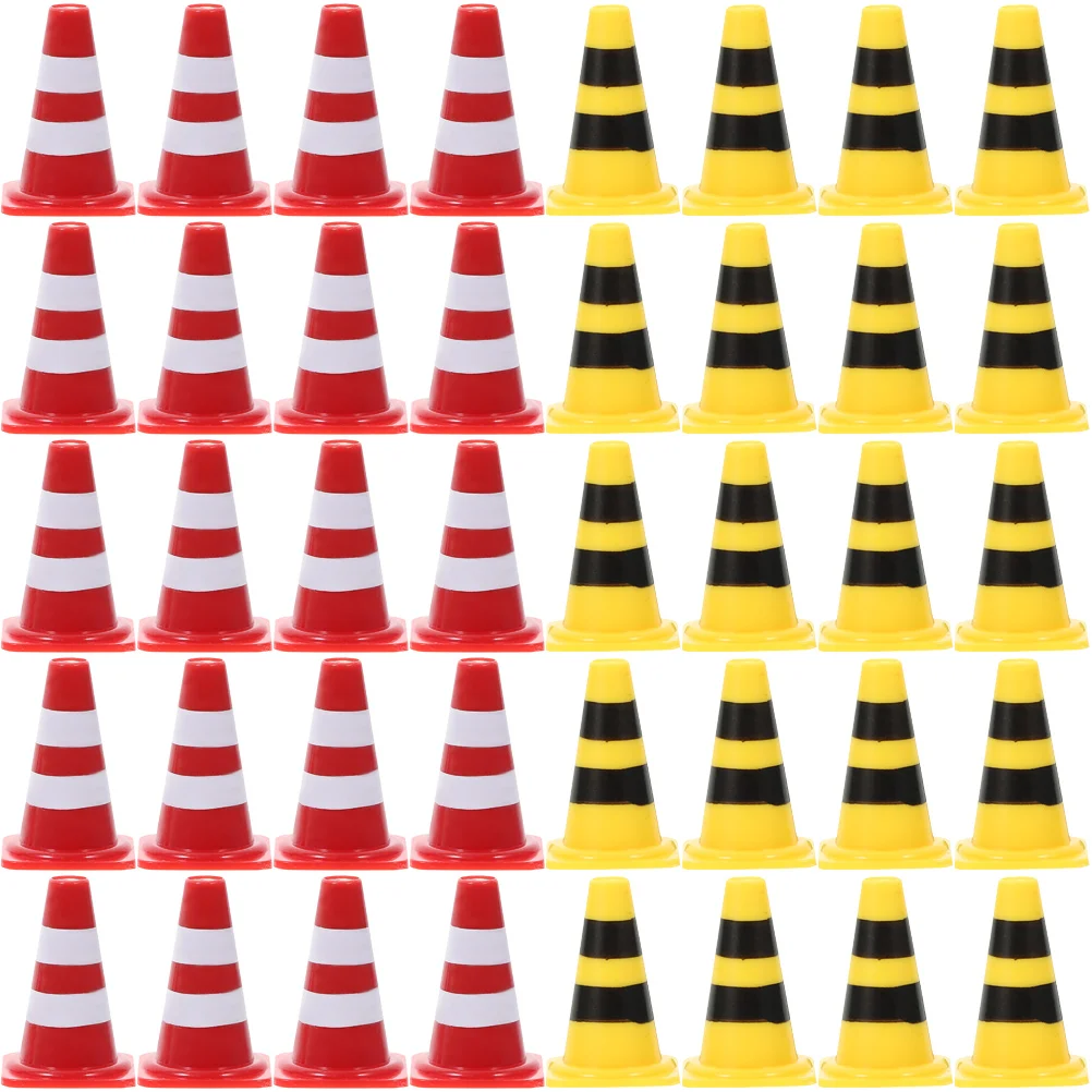 

40 Pcs Children Toys Road Traffic Small Sign Signs For Kids Model Miniature Cone Ornaments Cones