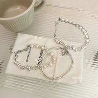 2022 new design niche beads cold ot buckle pearl bracelet female retro personality versatile bracelet