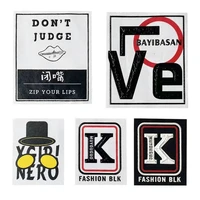 5pcslots mixed soft cloth labels various letter embroidery hand made collar for diy knitted printed cotton woven sew patches