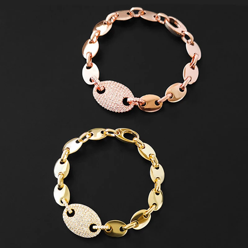 

Amoo Golden Rose Gold Sailor Pig Nose Ring Buckle Bracelet 925 Sterling Silver Women Personality Temperament Party Feast Jewelry