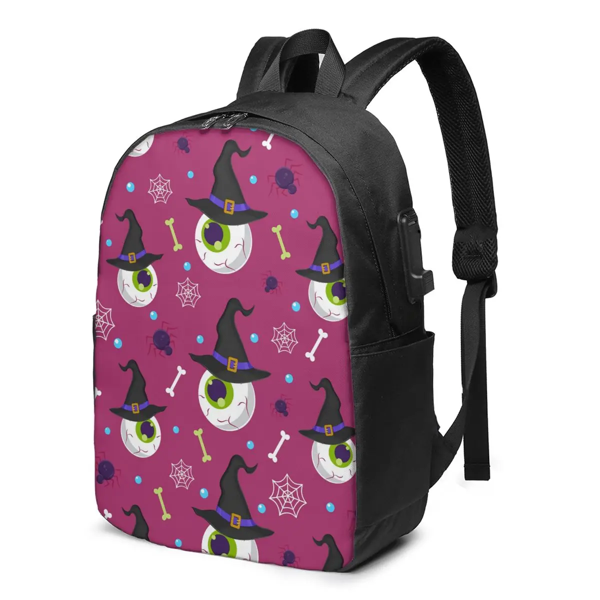 

Fashion Backpack Halloween Eyeball Student School Bag For Boy Girl Teenager USB Charge Computer Laptop Back Pack