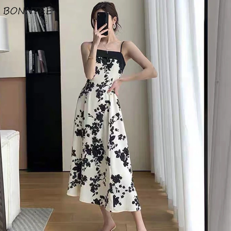 

Платье-миди женское с принтом, элегантный повседневный модный сарафан в стиле ретро, простая пикантная одежда без рукавов в Корейском стиле...