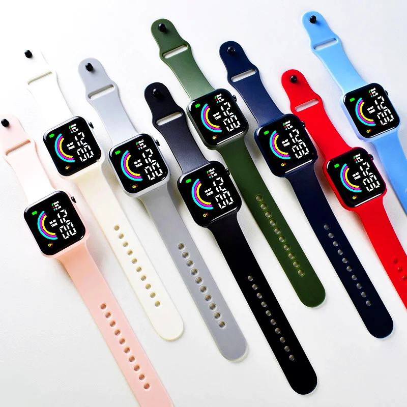 LED Waterproof Bracelet Watch Student Watch Boys Teenagers Students Children Fashion Square Sports Waterproof Electronic Watch