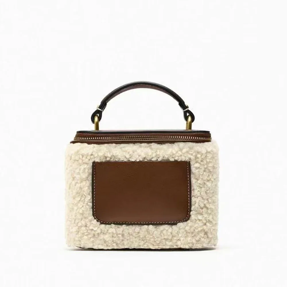 Роскошная дизайнерская сумка из овечьей шерсти теплая плюшевая женская на плечо