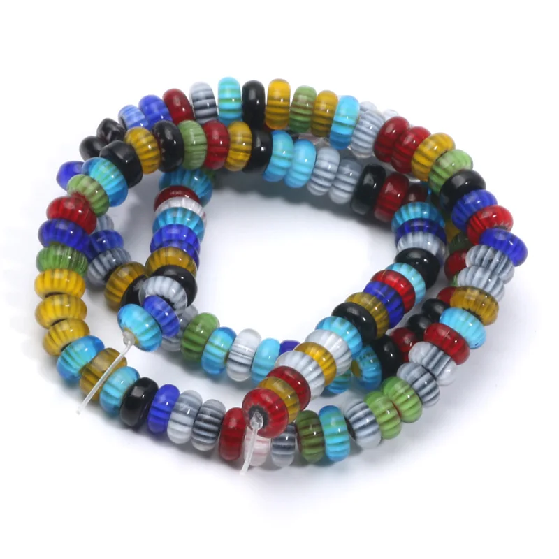 6 мм Рондель в непальском стиле глянцевые бусины с принтом лэмпворк плоские