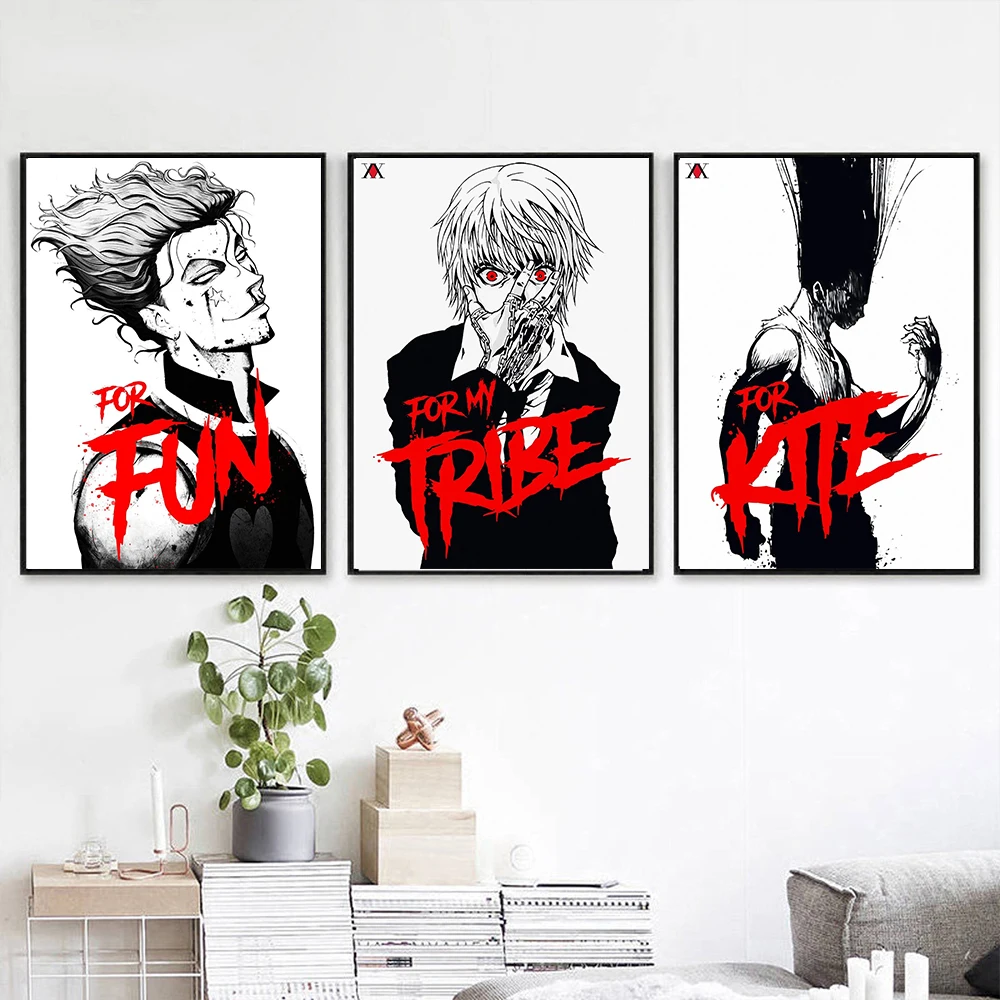 Аниме Hunter X постеры Killua Zoldyck Kurapika Gon Freecss Hisoka холст картина мультфильм настенное