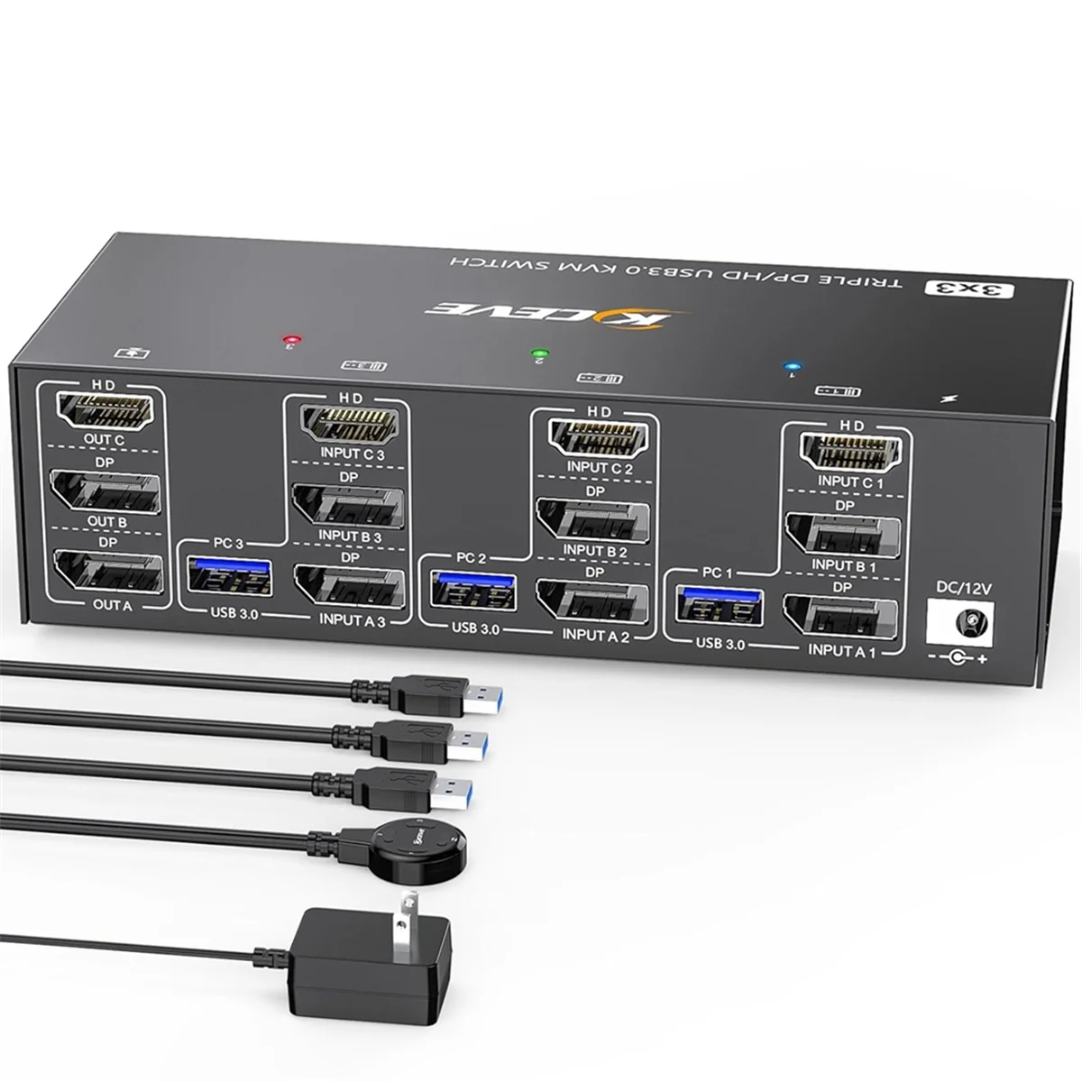 KCEVE 2 Displayport HDMI-совместимый KVM-переключатель USB 3.0 8K при 60 Гц 4K 144 Потрой монитор