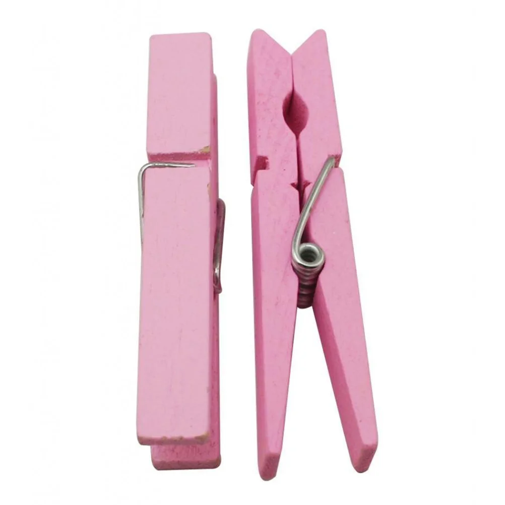 

40pcs Durable 2.9 Inch Wooden Clothespins Clothes Pegs (Pink)