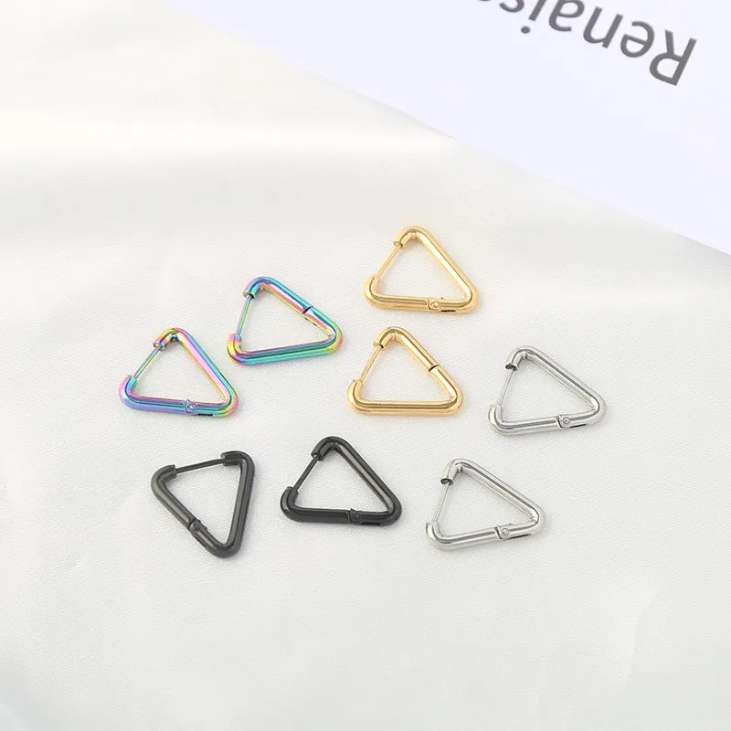 

1 Pair Classic Vintage Triangle Stainless Steel Earrings Gold Silver Fashion Dangler Women Men Hip Hop Punk Geometry Jewelry