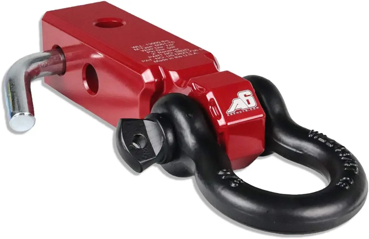 

Shackle Block Assembly 2 INCH Double Hole Powder Coat RED - Hitch Receiver Block - Proudly The USA with US Certified Materials