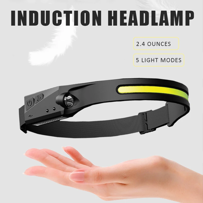 

Налобный фонарь для бега, индукционный, аккумуляторный, водонепроницаемый, для рыбалки, кемпинга