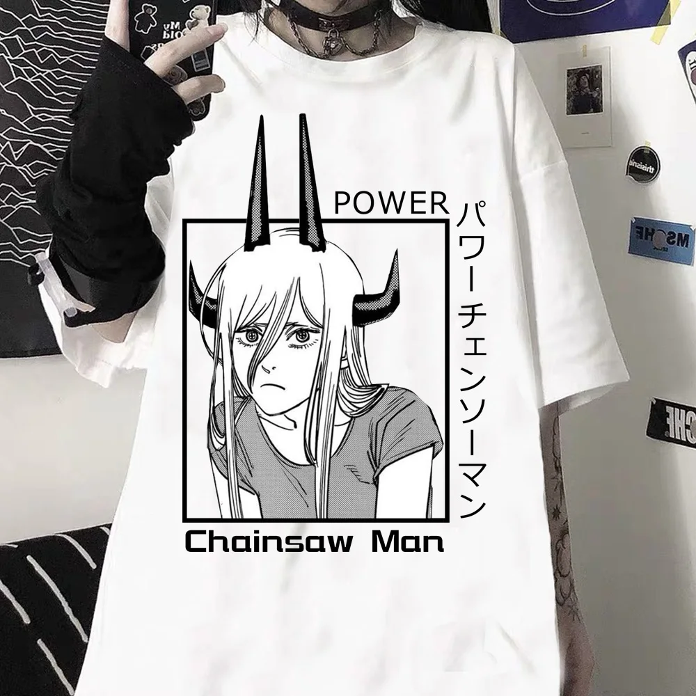 

Women Anime Chainsaw Print T Shirt Girl Graphic Printed Fashion Harajuku 2023 Clothes Causal Female Y2K Tops Tee