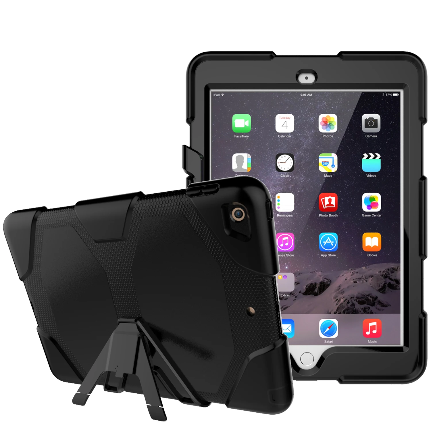 

Shockproof Hard Case for ipad 5th 6th generation 9.7 with Removable Kickstand Heavy Duty Silicone Tablet Cover for iPad air 2