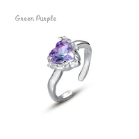 green purple trendy s925 sterling silver pink purple tourmaline finger rings elegant simple ring for women party jewelry set
